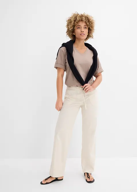 Lot de 2 T-shirts amples en fil flamm&eacute; 100% coton, bonprix