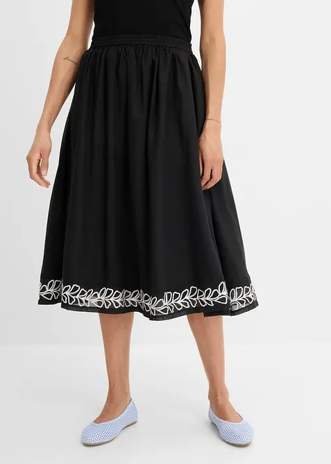 Jupe midi brod&eacute;e, bonprix