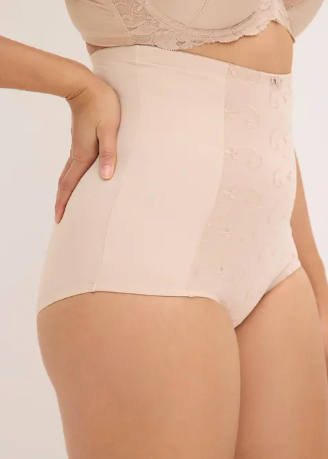 Slip sculptant maintien fort, taille haute, avec broderies, bonprix