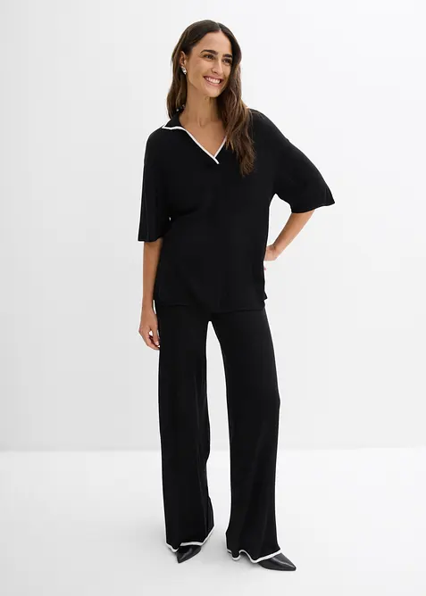 T-shirt polo en maille fine, bonprix