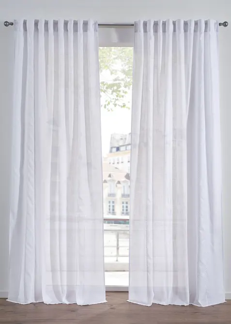 Voilage &agrave; rayures brod&eacute;es (1&nbsp;pce), bonprix