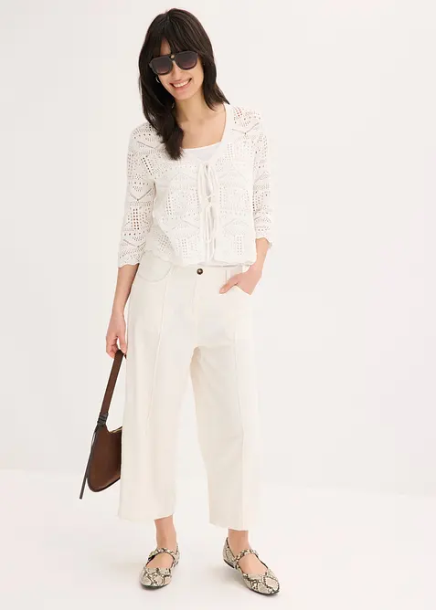 Jupe-culotte l&eacute;g&egrave;re en lin m&eacute;lang&eacute; &agrave; nervures, bonprix