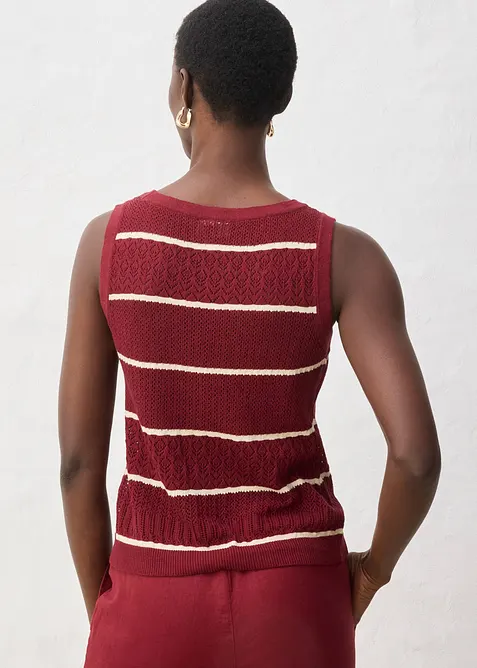 Gilet sans manches en maille ajour&eacute;e avec lin, bonprix