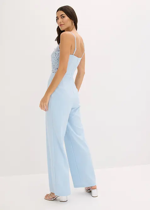 Combinaison en cr&ecirc;pe textur&eacute; avec perles brod&eacute;es, bonprix