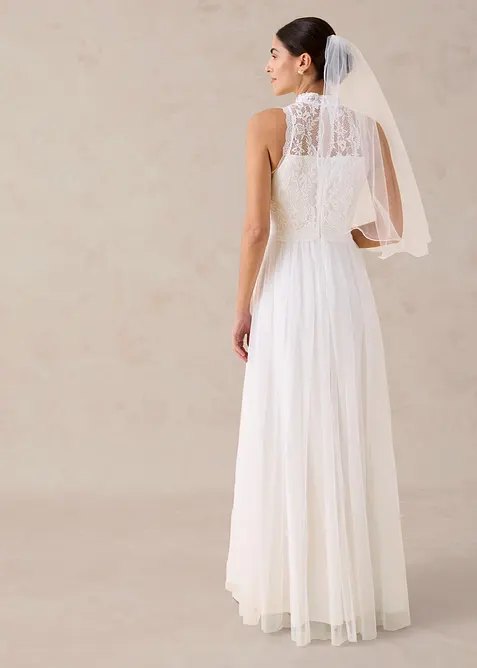 Robe de mari&eacute;e en tulle et dentelle, bonprix