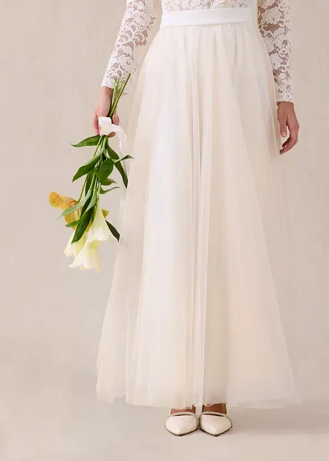 Jupe longue en tulle d&eacute;licat, bonprix