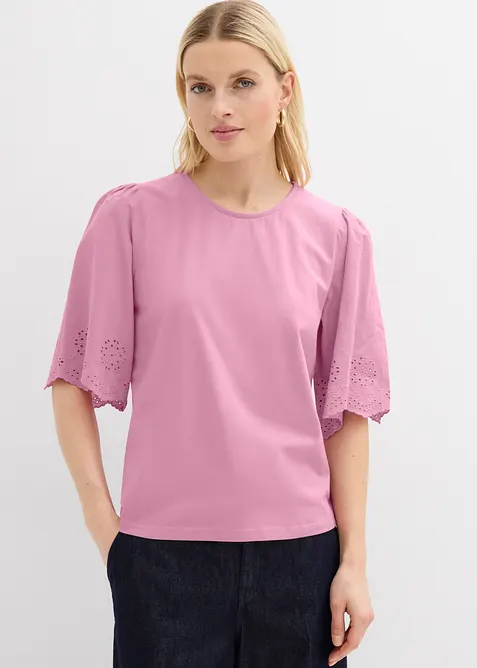 T-shirt &agrave; broderie anglaise, bonprix