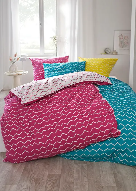 Parure de lit r&eacute;versible en coton m&eacute;lang&eacute;, bonprix