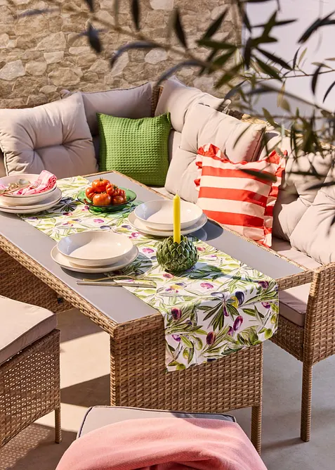 Housse de coussin ray&eacute;e &agrave; volants, bonprix