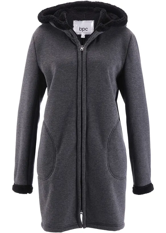 Sweat zippé à capuche avec polaire peluche, bonprix