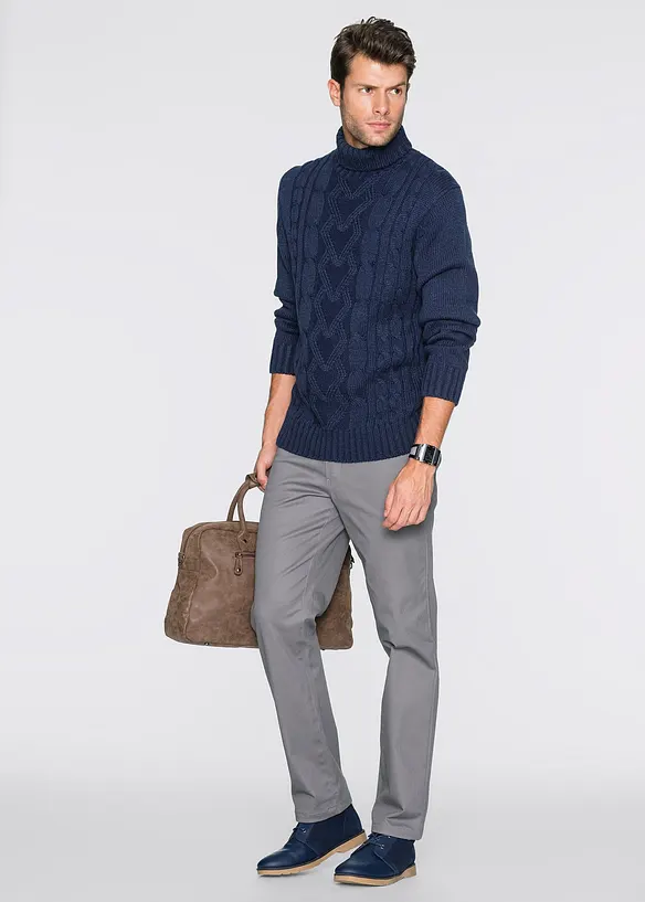 Pull col roulé en maille torsadée, bonprix