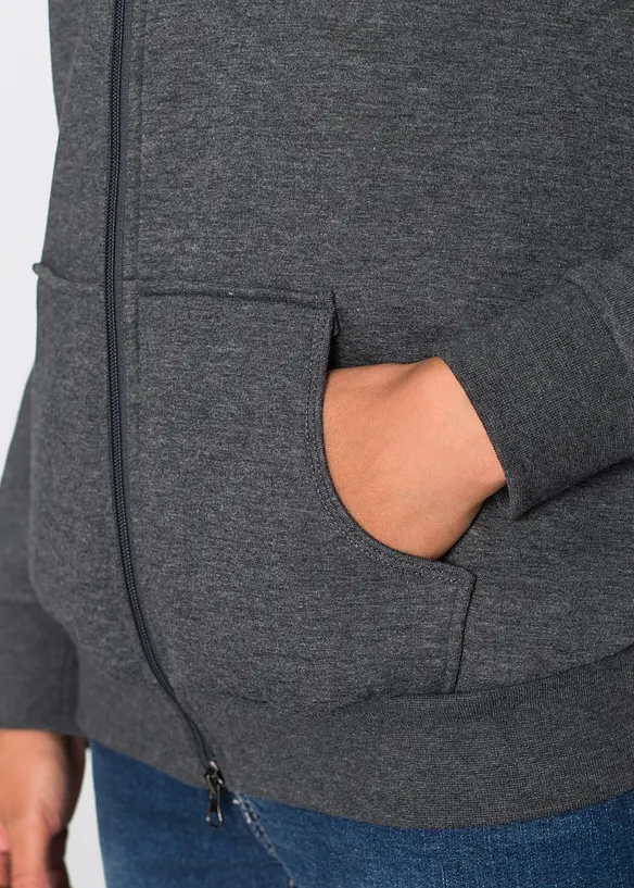 Sweat zippé de grossesse et de portage, intérieur douillet, bonprix