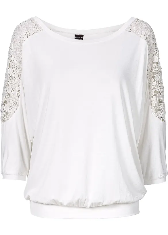 T-shirt oversize en viscose et dentelle, bonprix