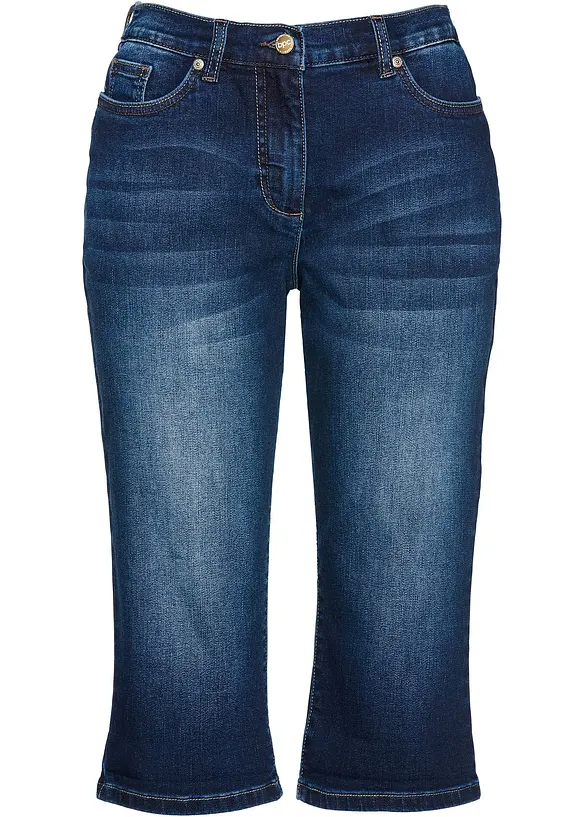 Bermuda en jean, taille mi-haute élastiquée, bonprix