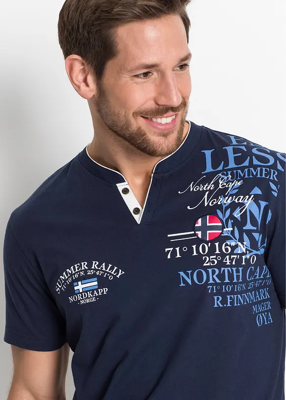 T-shirt col tunisien 100% coton, bonprix