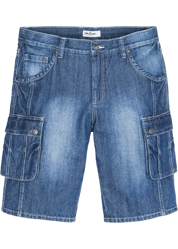 Bermuda cargo en jean, Regular, bonprix