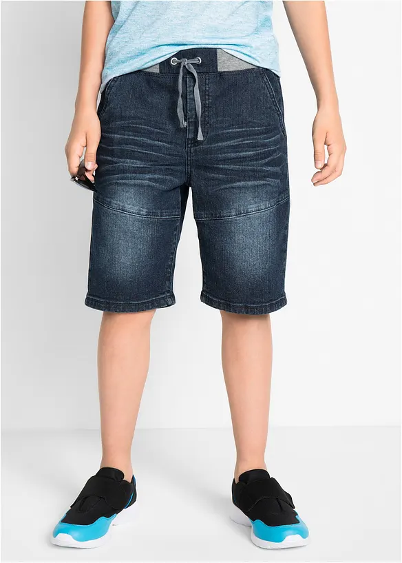 Bermuda en jean extensible à taille élastiquée, Regular, bonprix