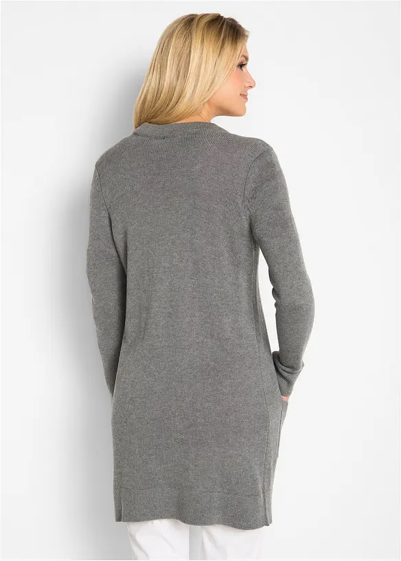 Gilet long en maille, manches longues, bonprix