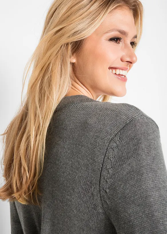 Gilet long en maille, manches longues, bonprix