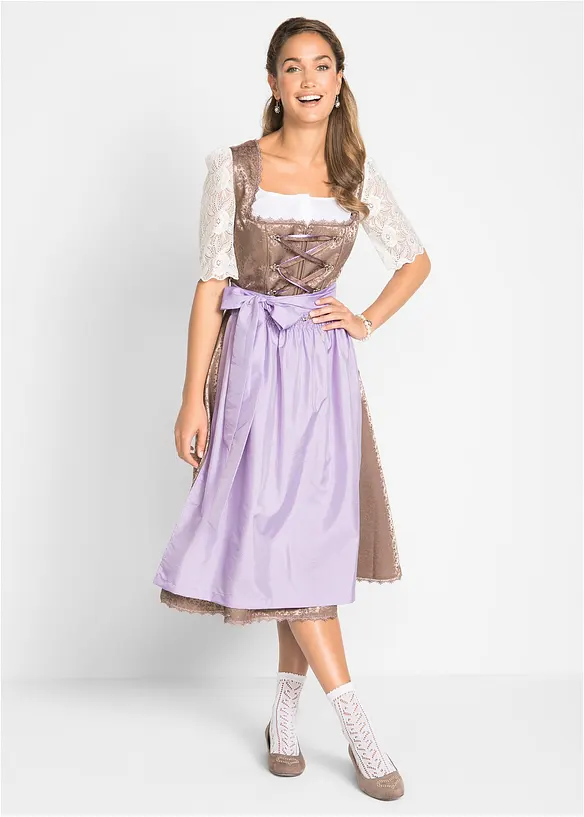 Blouse Dirndl avec manches en dentelle, bonprix
