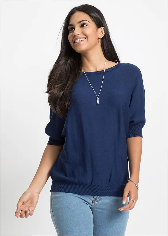 Pull en fine maille de coton mélangé, bonprix