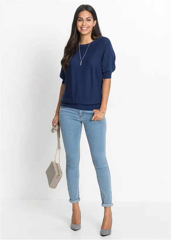 Pull en fine maille de coton mélangé, bonprix