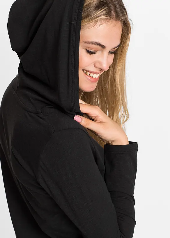 Long T-shirt manches longues à capuche, bonprix