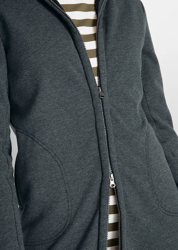 Sweat zippé à capuche avec polaire peluche, bonprix