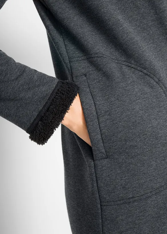 Sweat zippé à capuche avec polaire peluche, bonprix