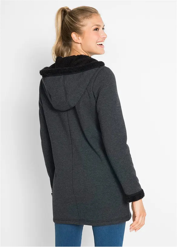 Sweat zippé à capuche avec polaire peluche, bonprix