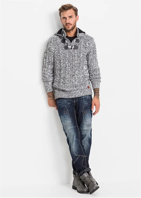 Pull à capuche en grosse maille de coton mélangé, bonprix