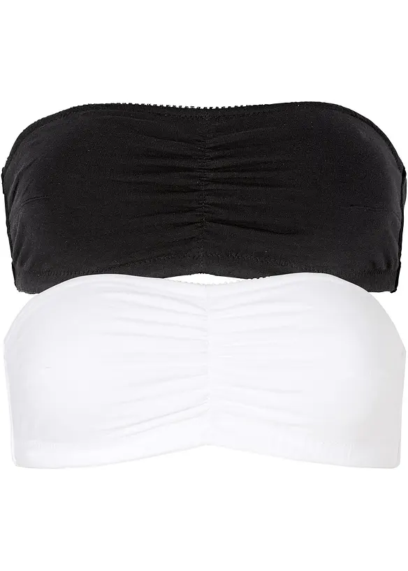 Lot de 2 soutiens-gorge bandeau coton jusqu’au bonnet B, bonprix
