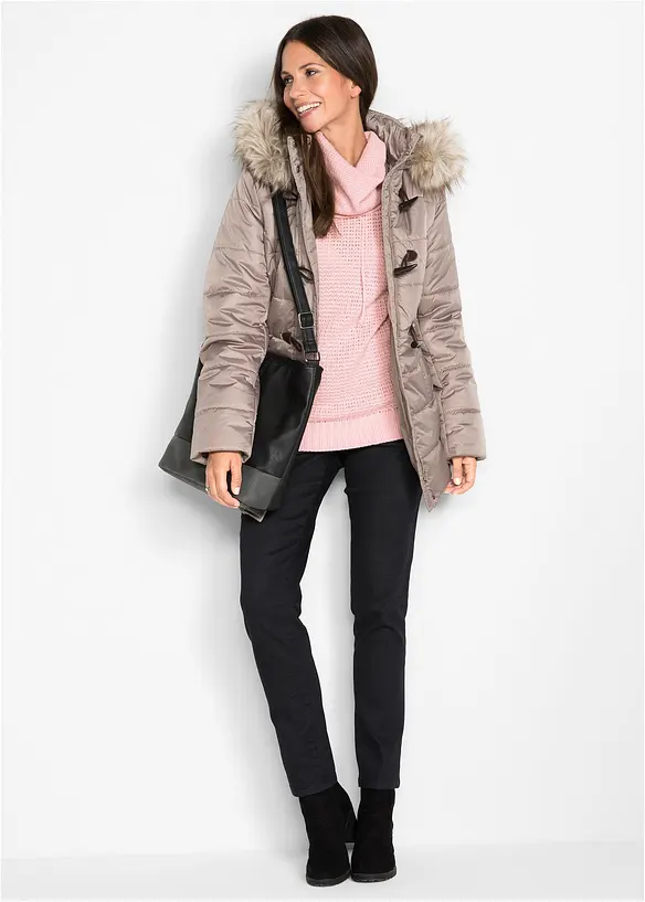 Pull &agrave; col roul&eacute; avec cordons, bonprix