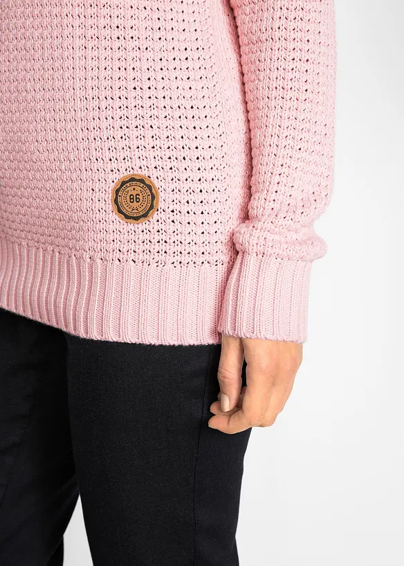 Pull &agrave; col roul&eacute; avec cordons, bonprix