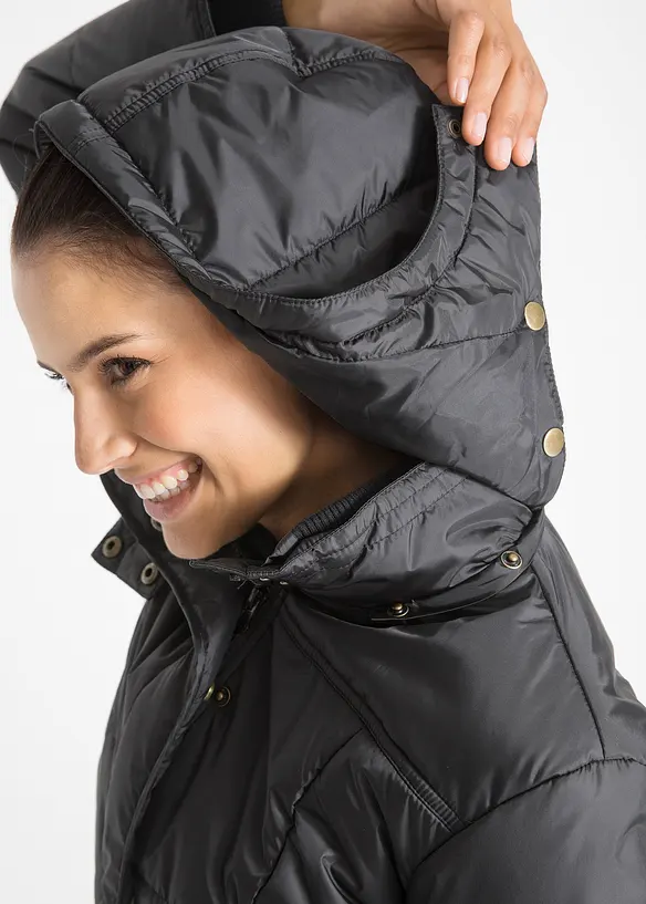 Doudoune longue à col montant et capuche, bonprix