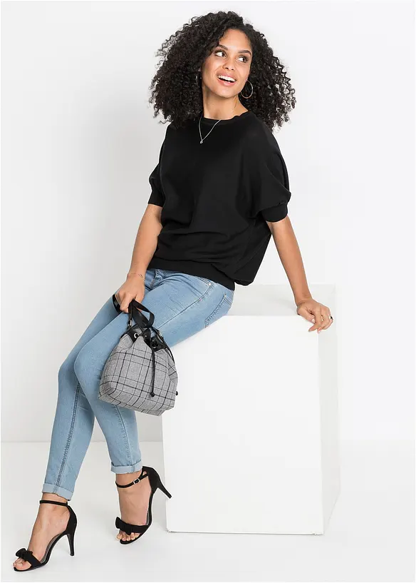 Pull en fine maille de coton mélangé, bonprix