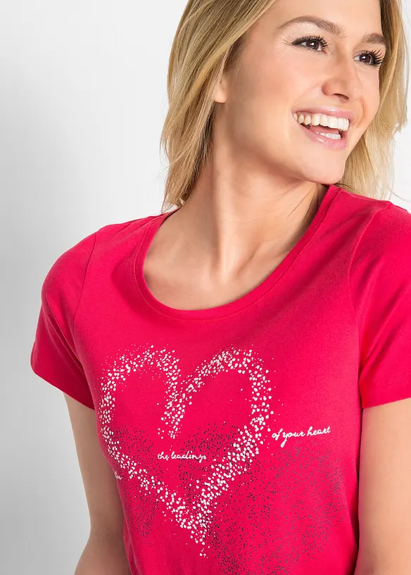 T-shirt coton à imprimé cœur, bonprix