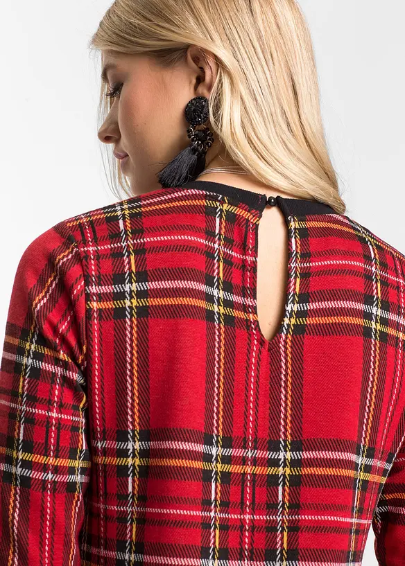 Robe courte en jacquard à carreaux, bonprix