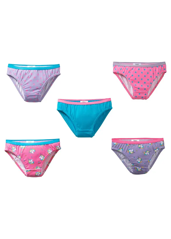 Lot de 5 slips en coton doux et extensible, bonprix