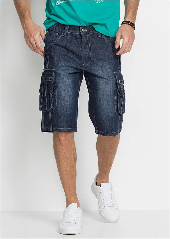 Bermuda cargo en jean, Regular, bonprix