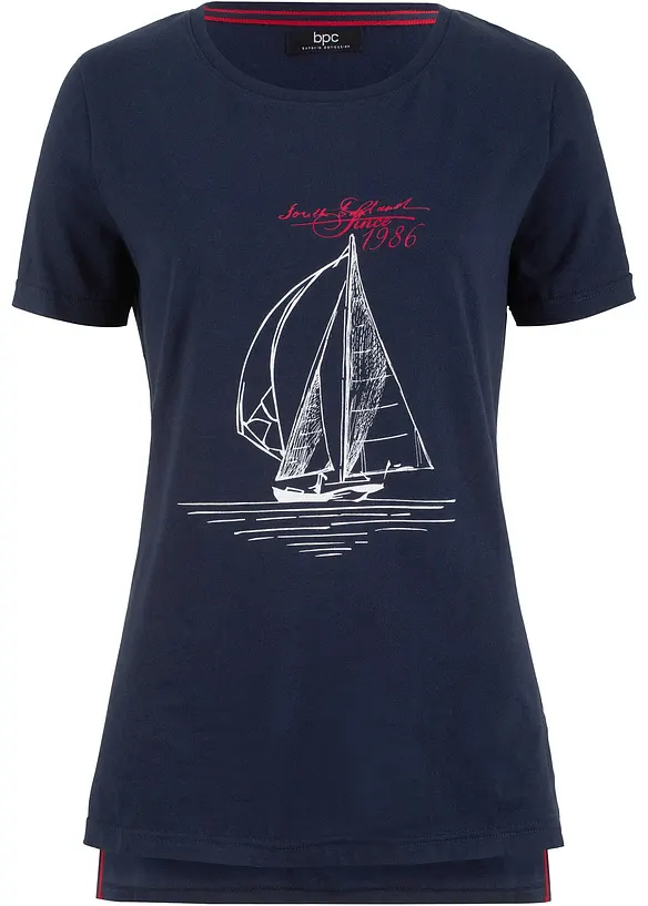 T-shirt coton imprimé et fendu sur le côté, bonprix