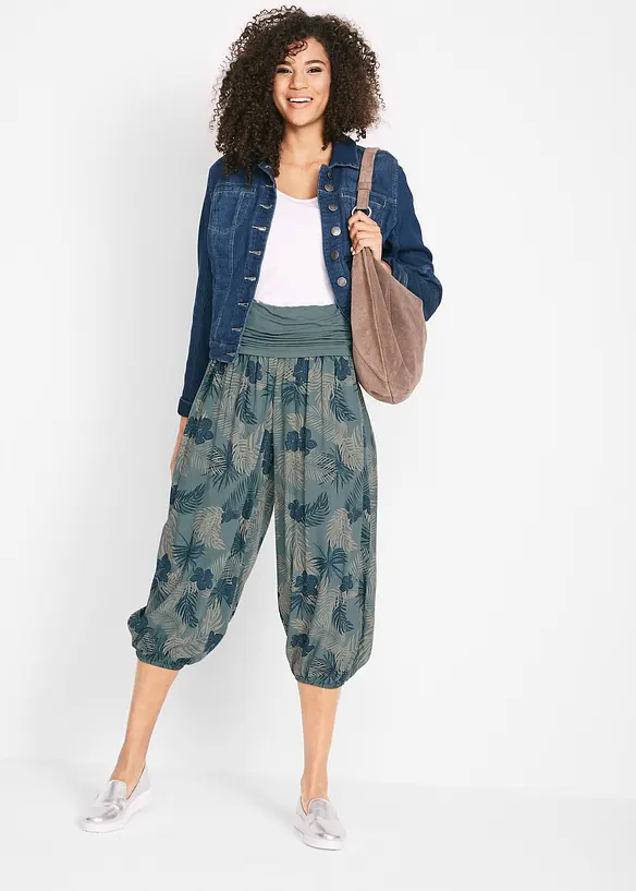 Pantalon 3/4 fluide en viscose extensible, bonprix