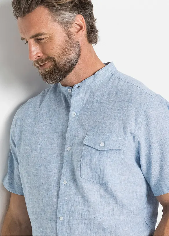 Chemise manches courtes aérienne en lin mélangé, bonprix