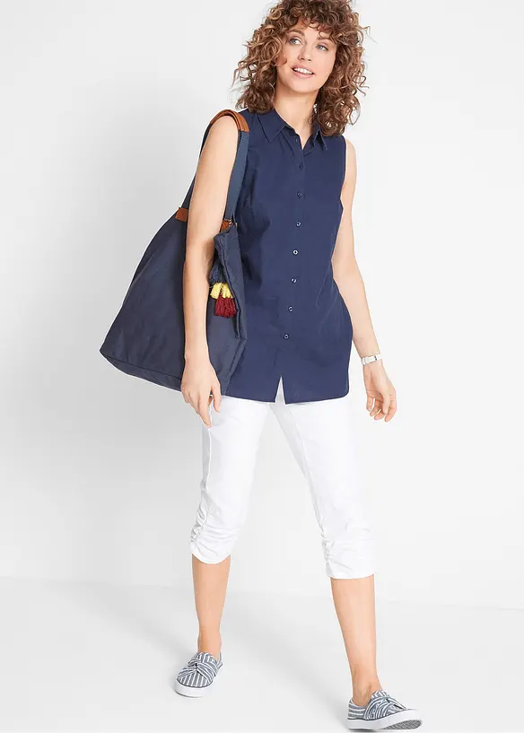 Corsaire &agrave; empi&egrave;cement taille confortable et fronces, bonprix