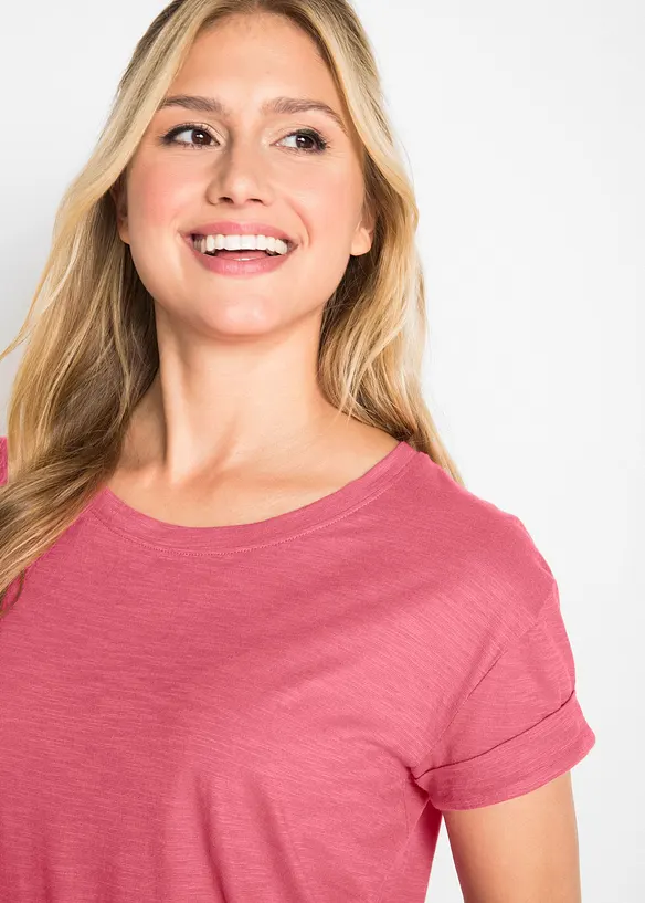 T-shirt long et boxy &agrave; manches courtes, bonprix