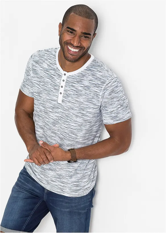 T-shirt à col Henley, 100% coton, bonprix
