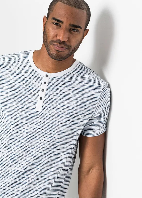 T-shirt à col Henley, 100% coton, bonprix