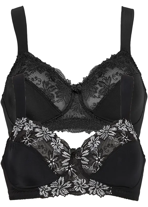 Lot de 2 soutiens-gorge sans armatures à bretelles rembourrées, bonprix