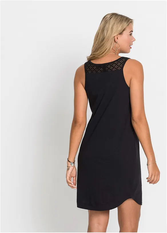 Robe en jersey coton avec dentelle, bonprix