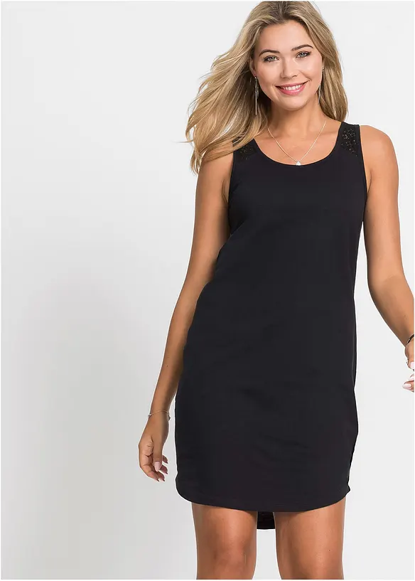 Robe en jersey coton avec dentelle, bonprix